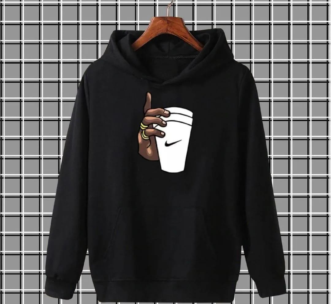 “GlamHivePK™ Men’s Printed Fleece Hoodie – Stylish & Cozy Hooded Sweatshirt 🤍 | Free Delivery 🚚”