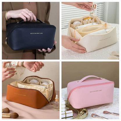Elegant Leather Makeup Pouch – Stylish, Spacious & Travel-Friendly Organizer