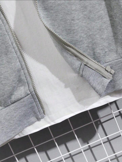 “Steel Grey Elite – Men’s Fleece Zipper Tracksuit (2-Piece Set)”