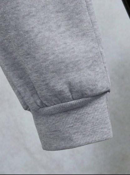 “Steel Grey Elite – Men’s Fleece Zipper Tracksuit (2-Piece Set)”