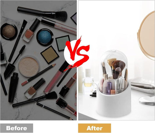 Acrylic Makeup Brush Organizer – 3 Compartment Clear Holder for Neat & Stylish Storage