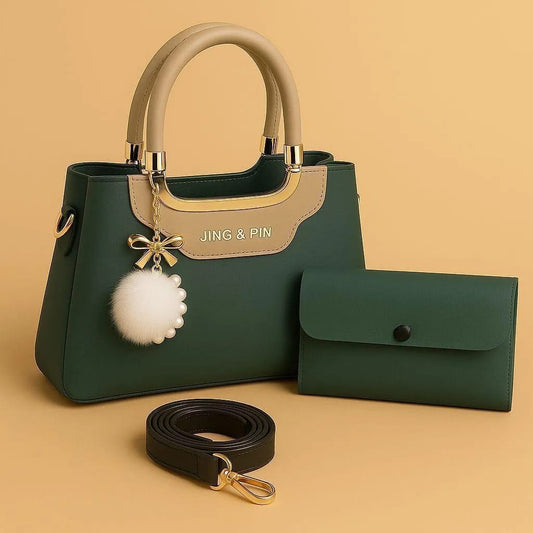 "Luxury Leather Chain Crossbody Bag – 2-Piece Set for Effortless Elegance"