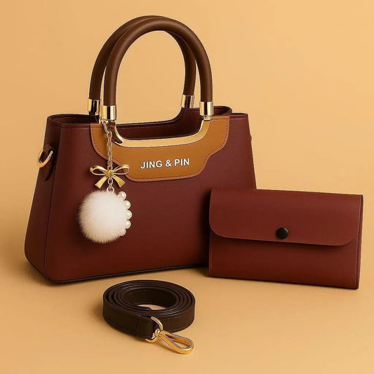 "Luxury Leather Chain Crossbody Bag – 2-Piece Set for Effortless Elegance"