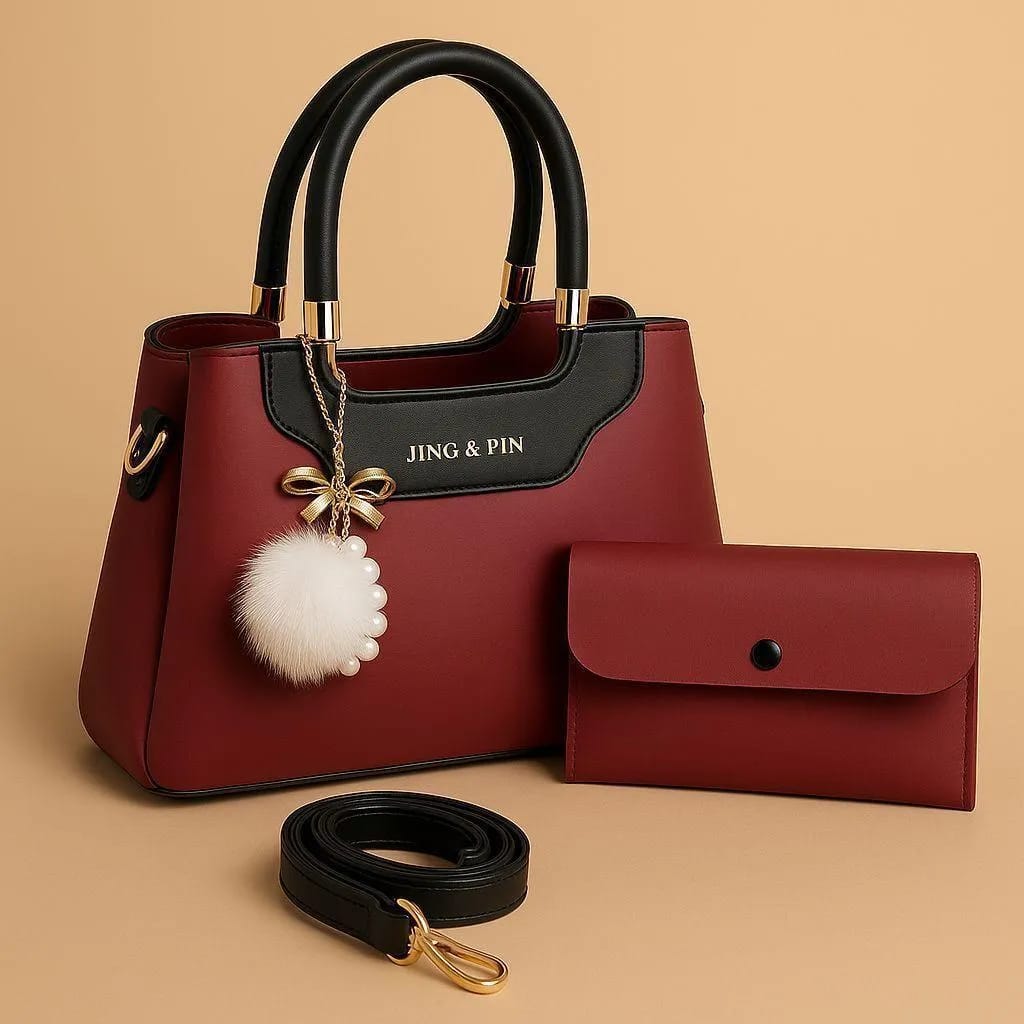 "Luxury Leather Chain Crossbody Bag – 2-Piece Set for Effortless Elegance"