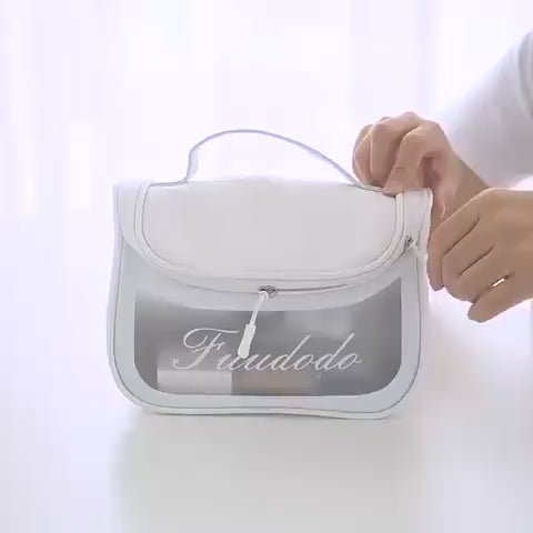 White PVC Makeup Organizer Bag – Waterproof, Stylish & Travel-Ready Storage Pouch