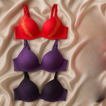 Luxury Silk Embroidered Padded Bra for Women